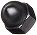 Black Powder-Coated Steel Acorn Nut, USA Made, 1/4