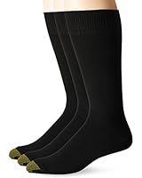 Gold Toe Men's Micro Flat Knit Crew Socks (Pack of 3)), Black 10-13/Shoe Size 6-12