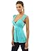 PattyBoutik Women's Ruched Eyelet Tie Back Sleeveless Tops (Turquoise S)