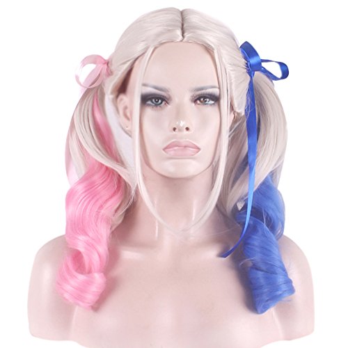 RightOn 22'' Fancy Dress Ombre Wig with Ponytails for Cosplay (Multi Color)
