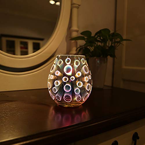 COOSA 3D Effect Electric Incense Oil Warmer Beautiful Glass Wax Tart Burner Fragrance Candle Wax Warmer Night Light Aroma Decorative Lamp for Home Office Bedroom Living Room Gifts & Decor