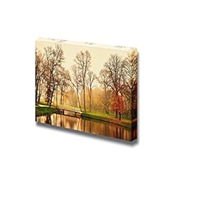 Canvas Prints Wall Art - Beautiful Scenery/Landscape Lake in Autumn Park | Modern Wall Decor/Home Decoration Stretched Gallery Canvas Wrap Giclee Print & Ready to Hang - 12" x 18"