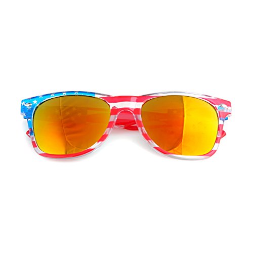 Shaderz Clear American America USA Sunglasses Frame Retro 80's Golden Lenses