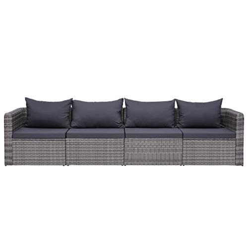 vidaXL 2X Garten Ecksofa 2-Sitzer Gartensofa Lounge Sofa Sessel Gartensessel Gartenmöbel Sitzgruppe Sitzgarnitur Gartenset Gartengarnitur Poly Rattan Grau – Bild 7