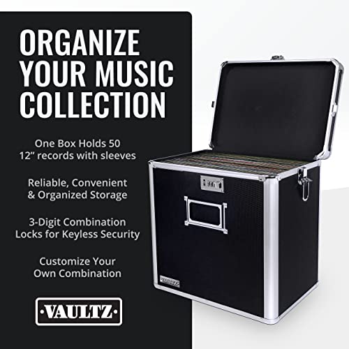 Vaultz Vinyl Record Storage Box Locking 50 Album Holder & Organizer