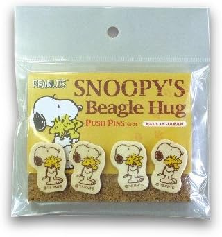 SNOOPY "4 Push PIns" Snoopy &amp; Woodstock SNS450SW