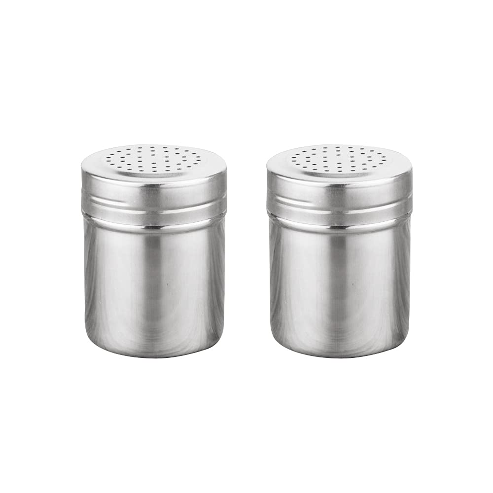 2 Pcs Salt Pepper Shaker Salt Pot Stainless Steel Spice Jar Seasoning Shaker for Lid Kitchen Gadget