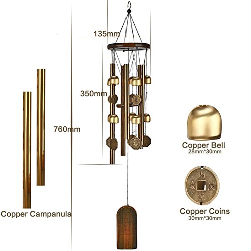 Ylyycc great sound wind chime copper bells coins wind chime - Thumbnail 3