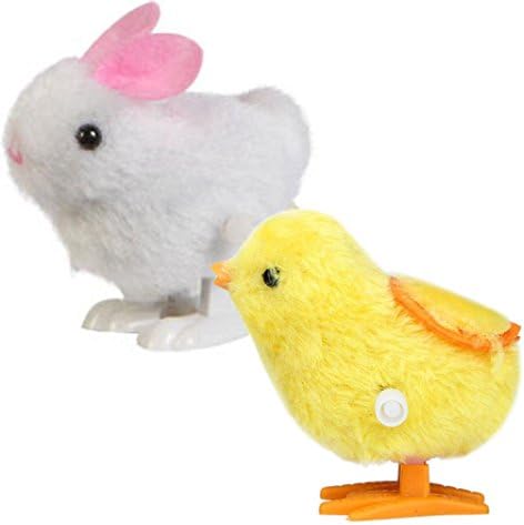 Sefter Animal Pluh Toys, New Infant Child Stuffed Toys Hopping Wind Up Easter Chick and Bunny (Multicolor)