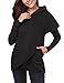 DJT Sweatshirt for Women, Women's Long Sleeve Hoodie Wrap Asymmetric Hem Tunic Tops Blouse Black L