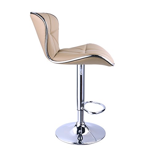 Leopard Shell Back Adjustable Swivel Bar Stools, PU Leather Padded with