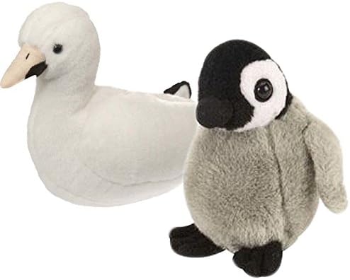 Wild Republic Baby Emperor Penguin &amp; Snow Goose Audubon Plush Birds (Both Make Bird Call Sounds)
