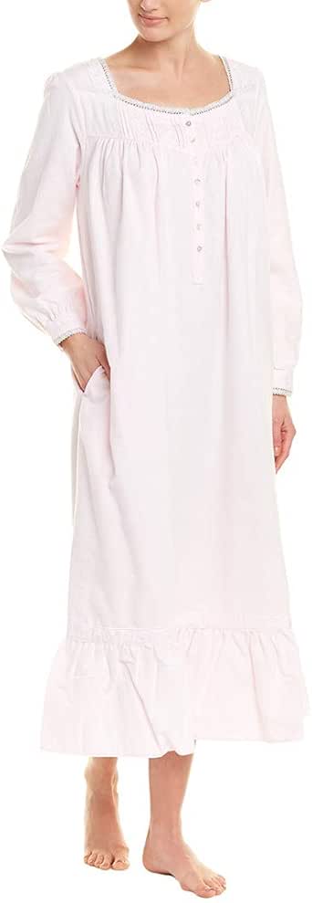 Eileen West Women's Embroidered Flannel Ballet Nightgown Rose/White Embroidery X-Small at Amazon 