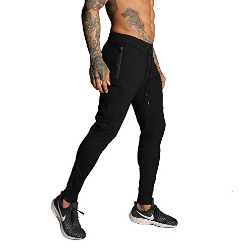 MAIKANONG Mens Tapered Joggers Basic Casual Gym Athletic Workout Bodybuilding Sweatpants Outdoor Nite Running Pants Black