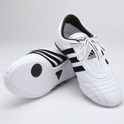 Adidas Low Cut Sneakers, White with Black Stripes, 6.5