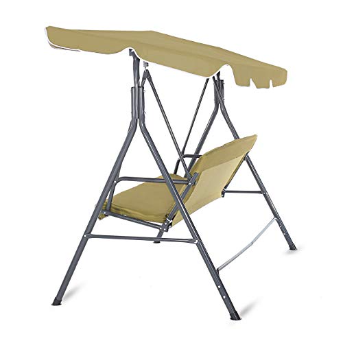Strattore Hollywoodschaukel Gartenliege Schaukelbank 3-Sitzer mit Sonnendach Gartenschaukel - Olive – Bild 7