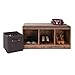 Iwell Storage Bench, Entryway Bench with Storage Drawer & Removable Padded Cushion, Storage Bench for Living Room, Mudroom, Rustic Brown