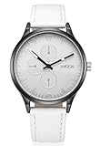 WUTAN Watches for Men Casual with Decorative Dials White Leather Strap Fashion Business Watch