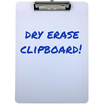 Clipboard Dry Erase Surface Low Profile Clip Whiteboard Single (Pack of 1)