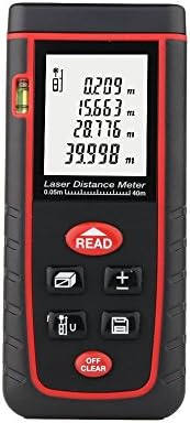 Handheld Laser Distance Meter with Bubble Level Rangefinder Range Finder Tape measure Large LCD with Backlight - Black&amp;Red (0.05 to 40m)