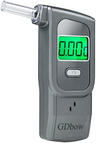 GDbow Breathalyzer Portable Alcohol Tester Recording Recent 32 Results with 5 Mouthpieces -Grey
