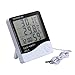 Indoor Outdoor Digital Humidity Temperature Thermometer Sensor with Time,Date and Alarm,LCD Display for Humidors, Greenhouse, Garden, Cellar, Fridge, Closet(White)