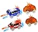 HAPISIMI Track Cars with 5 LED Lights, Compatible with Most Tracks Including Magic Tracks, Neo Twister Tracks, Boys and Girls (3. Blue Bus - Dino)