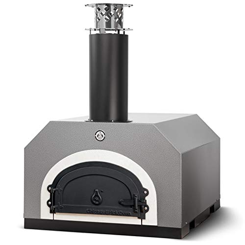 Chicago Brick Oven Wood-Burning Outdoor Pizza Oven, CBO-500 Countertop Oven with Silver Vein Hood