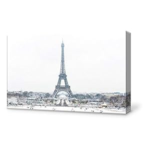 Canvas Wall Art Eiffel Tower Canvas Painting Wall Poster Decor for Living Room Wooden Framed Home Decorations - 12x18 inches
