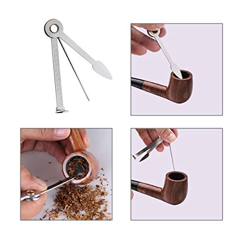 Tobacco Pipe Set, Free Boy Handmade Wooden Straight Stem Smoking Pipe with Accessories (Filter Elements, Filter Balls, 3 in 1 Scraper, Pipe Cleaners, Pipe Tip Grips, Bag, Box)