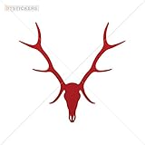Decal Stickers Deer Skull With Horns Motorbike Boat banner vibrant print effect (14 X 13,1 Inches) Red Dark