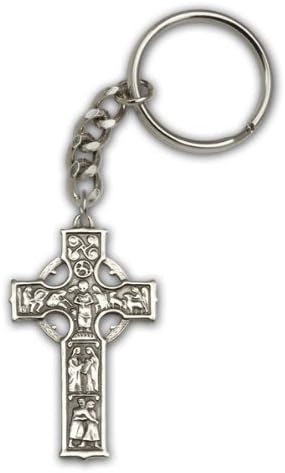 Antique Finish Silver Celtic Cross Keychain fully engravable
