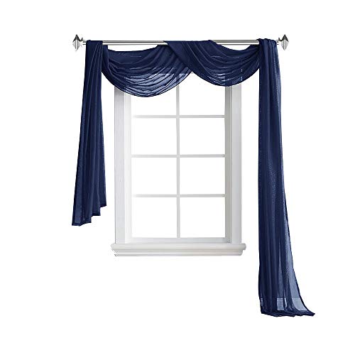Warm Home Designs Standard 54" (Width) x 144" (Length) Sheer Royal Navy Blue Window Scarf. All Premium Valance Scarves are Great for Any Window, Bed, Wall or Other DIY Project. K Navy 144"