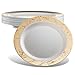 Majestic Plastic Plates/Party Plates | 10.25 Inch Dinner Plates | White with Gold Rim, 20 Pack | Elegant & Fancy Heavy Duty Party Supplies Plates for all Holidays & Occasions