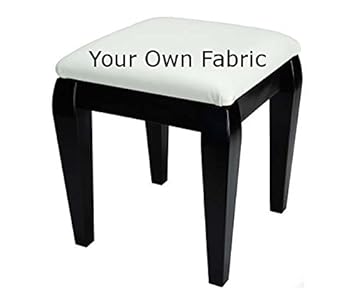 Black Small Bedroom Dressing Table Stool With Classic Legs Upholstered In Your Own Fabric