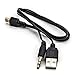 Allytech 1 Pack Black 20 Inches Mini USB to a Male Data Charger Cable with 3.5mm Audio Aux Data USB Cable