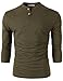 H2H Mens Casual Fashion Slim Fit Basic Cotton Henley T-Shirt OLIVEGREEN US L/Asia XL (CMTTS0194)