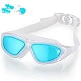 Naga Sports Diver Swimming Goggles - Anti Fog Anti Shatter Leakproof Waterproof with UV Protection for Men Women Kids Adults - Light Blue