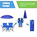Goplus Double Folding Picnic Chairs w/Umbrella Mini Table Beverage Holder Carrying Bag for Beach Patio Pool Park Outdoor Portable Camping Chair (Blue w/Umbrella)thumb 1