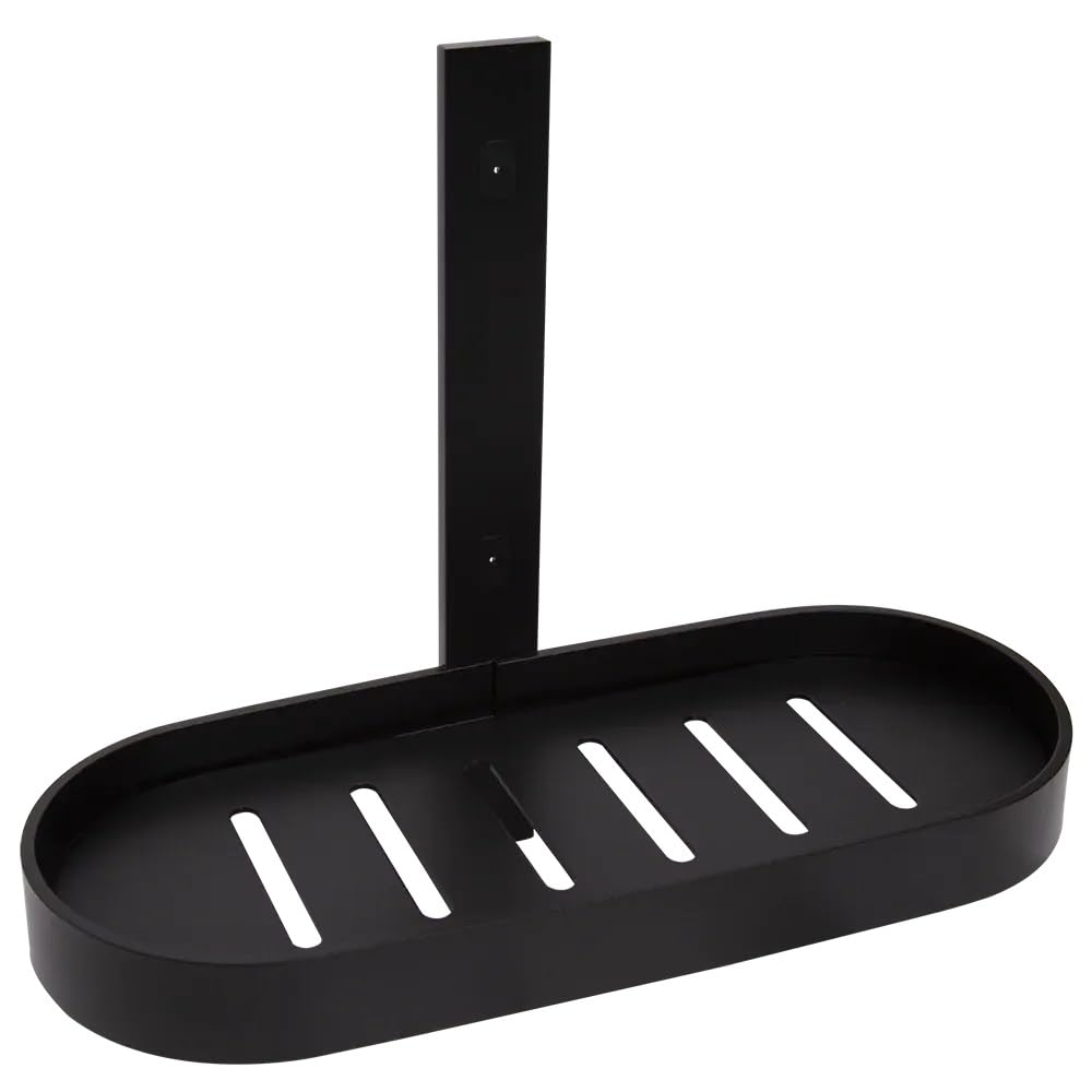 Croydex Telesto Bathroom Storage Shower Caddy, 30cm Black Matt Aluminium & ABS Home Essentials, Ideal for Hospitality, Travel and Residential Settings - Simple Installation with Fixings