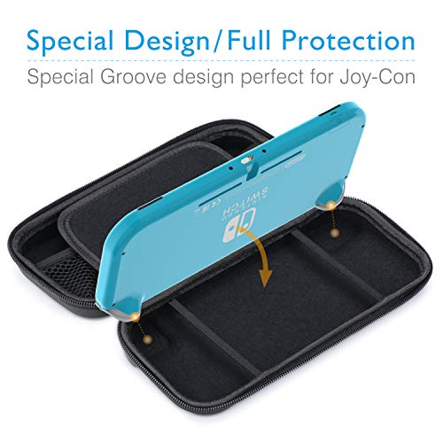 HEYSTOP Compatible Nintendo Switch Lite Carrying Case, with Tempered Glass Screen Protector, 10 Games Card Storage and Portable Design Console Accessories Special for Traveling