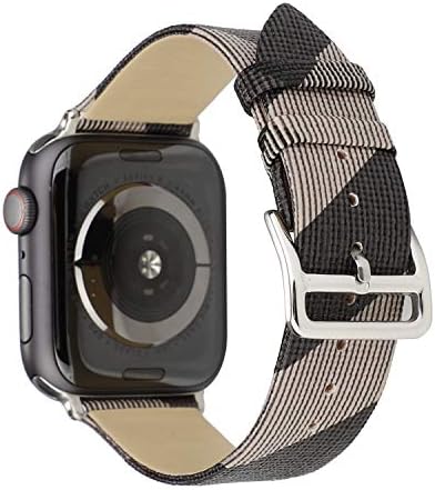 TCSHOW 38mm 40mm Tartan Plaid Style Replacement Strap Wrist Band with Metal Adapter Compatible for Apple Watch Series 5 4 3 2 1(Not fit for iWatch 42mm/44mm)