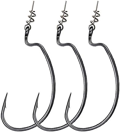 WIILII Fishing Hooks Set 50PCS High Carbon Steel with Spring Lock Pin and Plastic Box for Saltwater Freshwater Bass Trout and Octopus -Size 2# - 3/0#