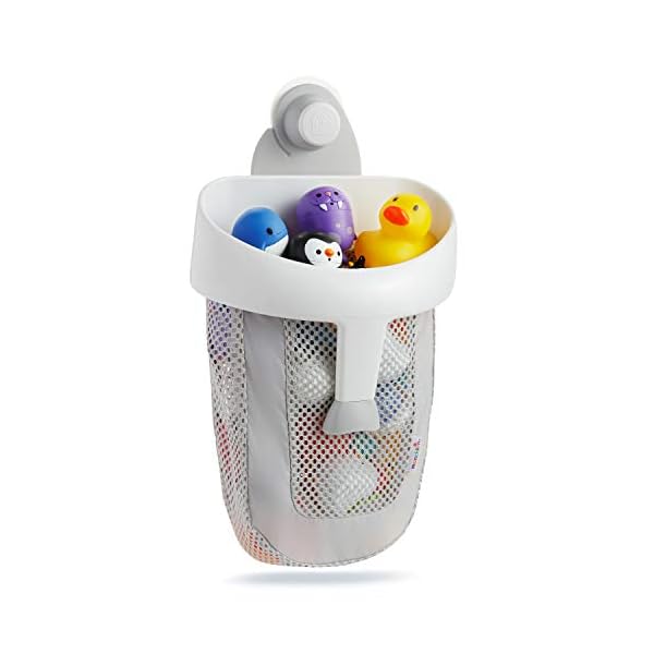 Munchkin-Super-Scoop-Bath-Toy-Organiser-Grey Munchkin Super Scoop Baby Bath Toy Storage Basket & Net, Removable Wall Hanging Bath Tidy, Baby Bath Caddy & Bath…