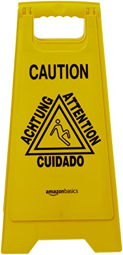 AmazonBasics 2-Sided Floor Safety Sign, Caution, Multilingual, 6-Pack