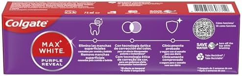 Colgate max white purple reveal, pasta dentífrica branqueadora, dentes brancos, embalagem 12 unidades x 75ml