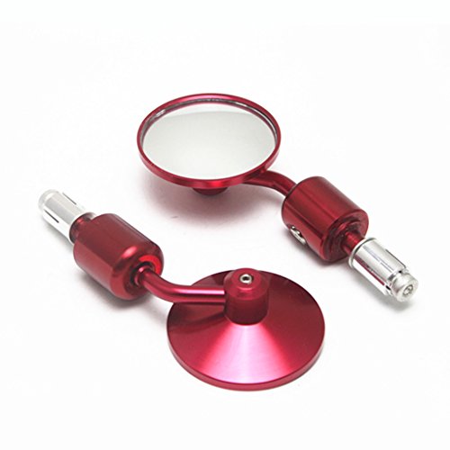Universal Red 7/8'' 22mm Motorcycle Handlebar Round Bar End Rearview Side Mirrors Cafe Racer Old School Bobber Touring Dirt bike