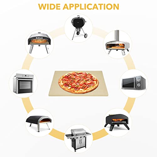 Mimiuo Rectangular Cordierite Pizza Stone for Ooni, for Preparing Bread, Tarte Flambée and Pizza, for Oven and Barbecue, Oven and Grill, Gas, 33 x 33 cm
