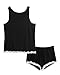 GYS Women's Pajamas Set - Viscose Made from Bamboo, Tank Top and Shorts Set Pjs Summer Sleepwear with Lace Trim, Black, Medium