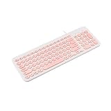 Wired Keyboard,Attoe Compact Wired USB Mini Keyboard Silent Ergonomic Cute Keyboard - Smooth Typing,Works with Mac and PC,Computer,Windows 10/8 / 7 / Vista/XP (Pink)